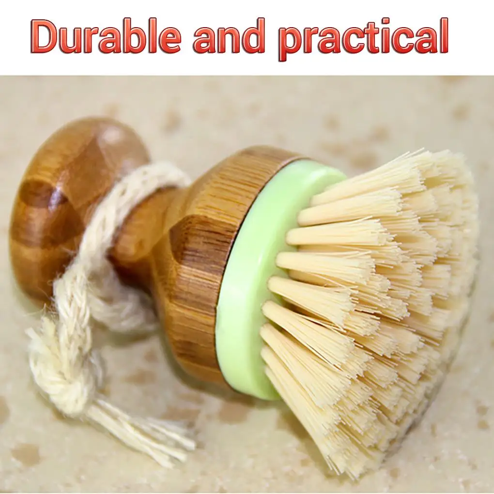 

Washing Brush Kitchen Bamboo Dishwashing Dish Scrub Tool Scrubber for Stovetop Pot Sink Utensil