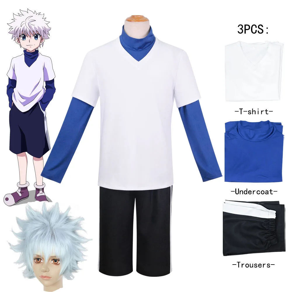 

Anime Quanzhi Lieren Cosplay Hits Enemy Role Playing Full Set Anime T-shirt Clothing Silver White Hair