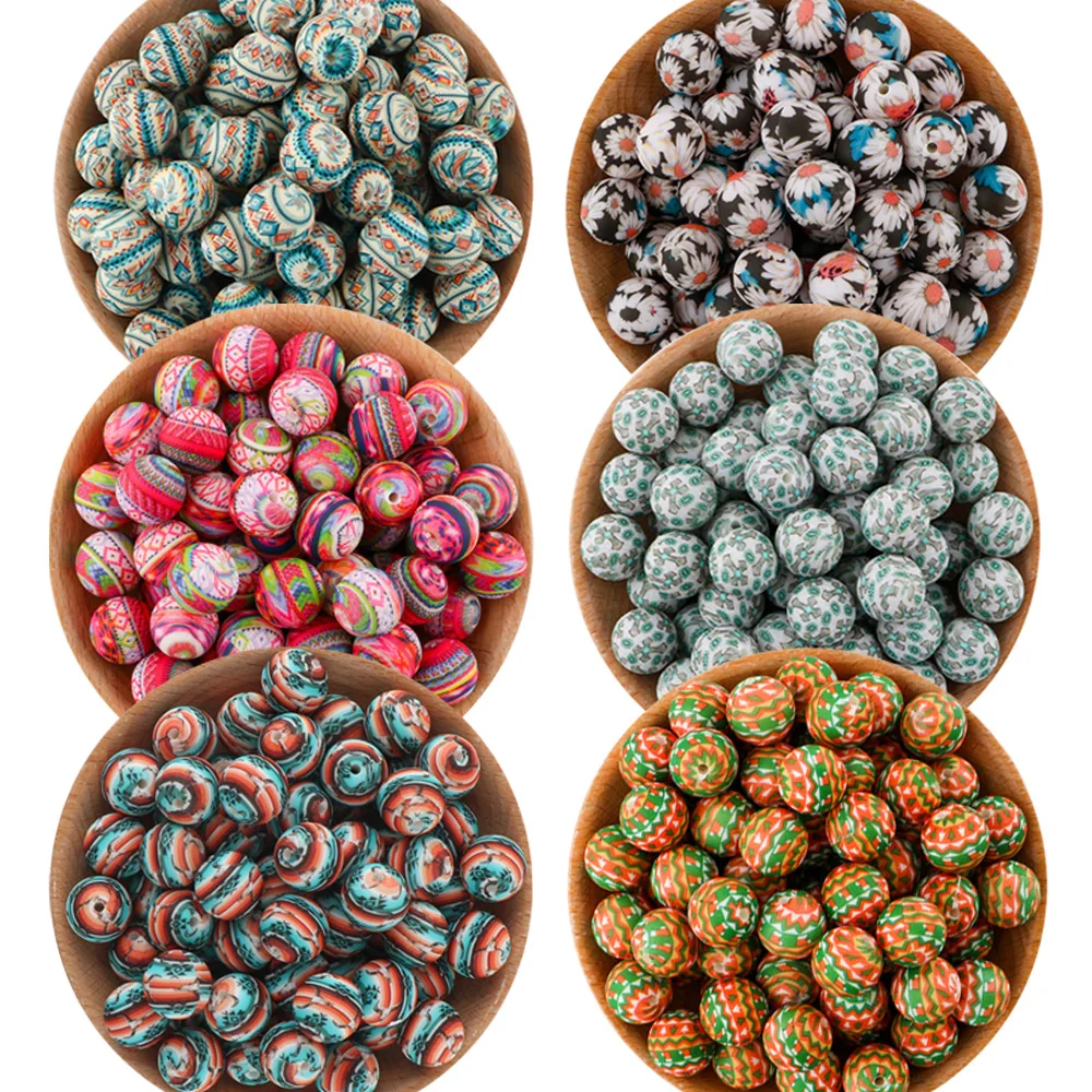 Sunrony 10/20 шт. 15 мм силиконовые круглые бусины с принтом национальные