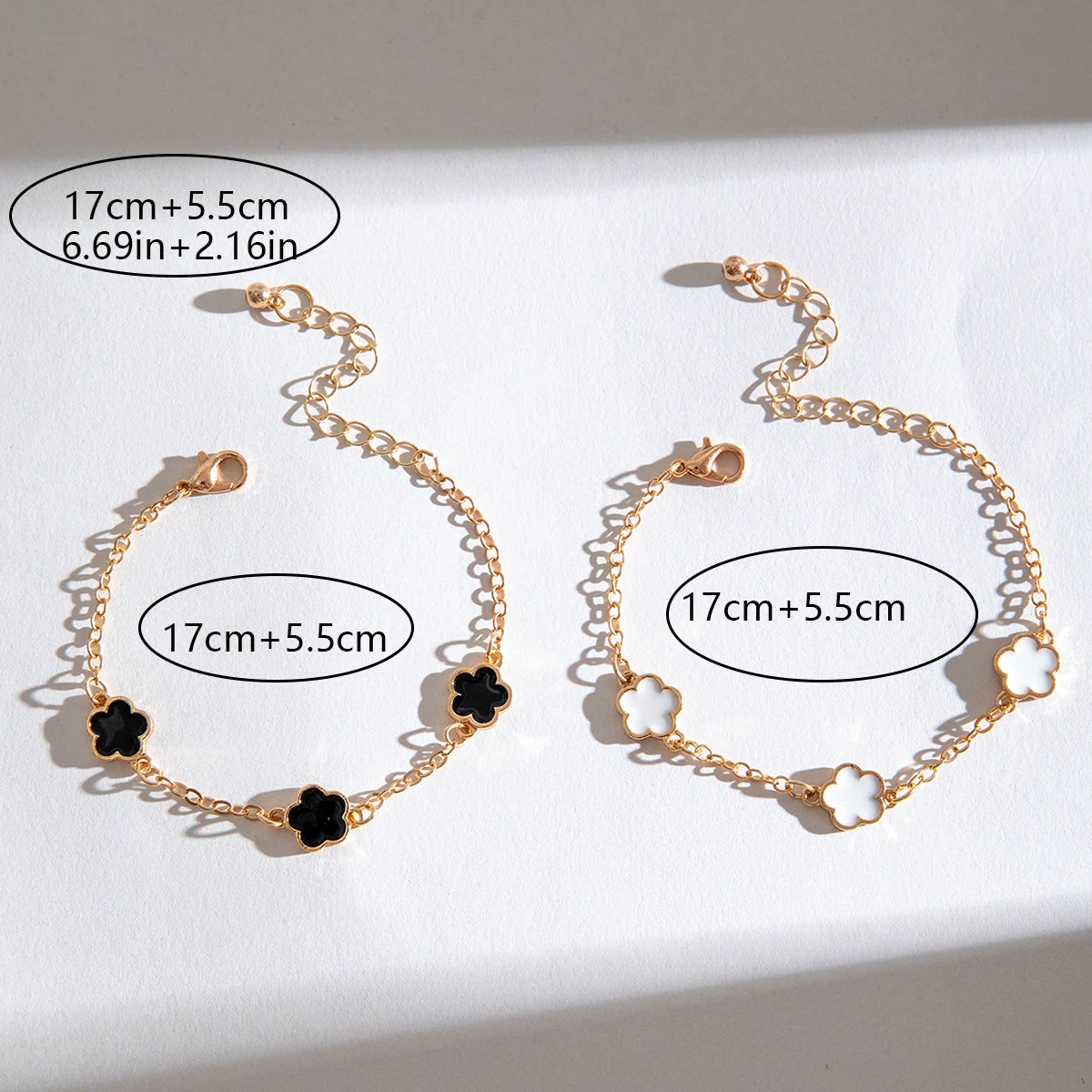 Docona 2024 новая мода черный белый цвет сливы браслеты с пятью листьями и цветами
