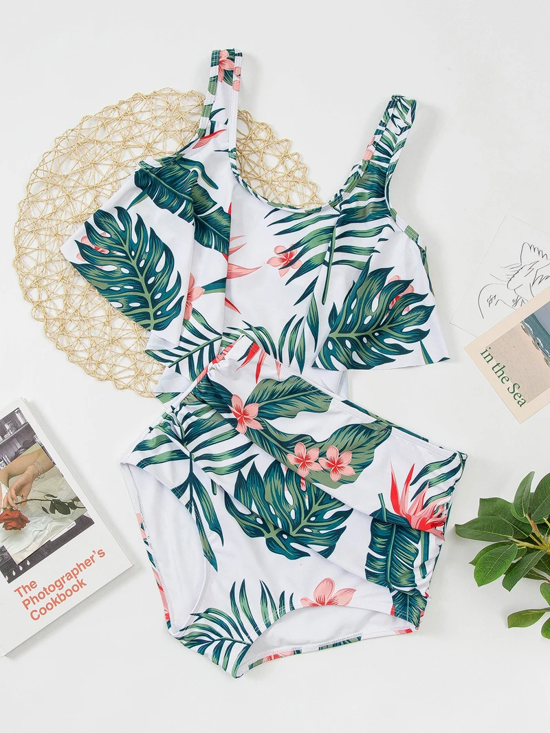 

Новый женский купальник CyxWzy 2022 с высокой талией и принтом из двух частей, свежий милый и модный летний пляжный купальник электрокат