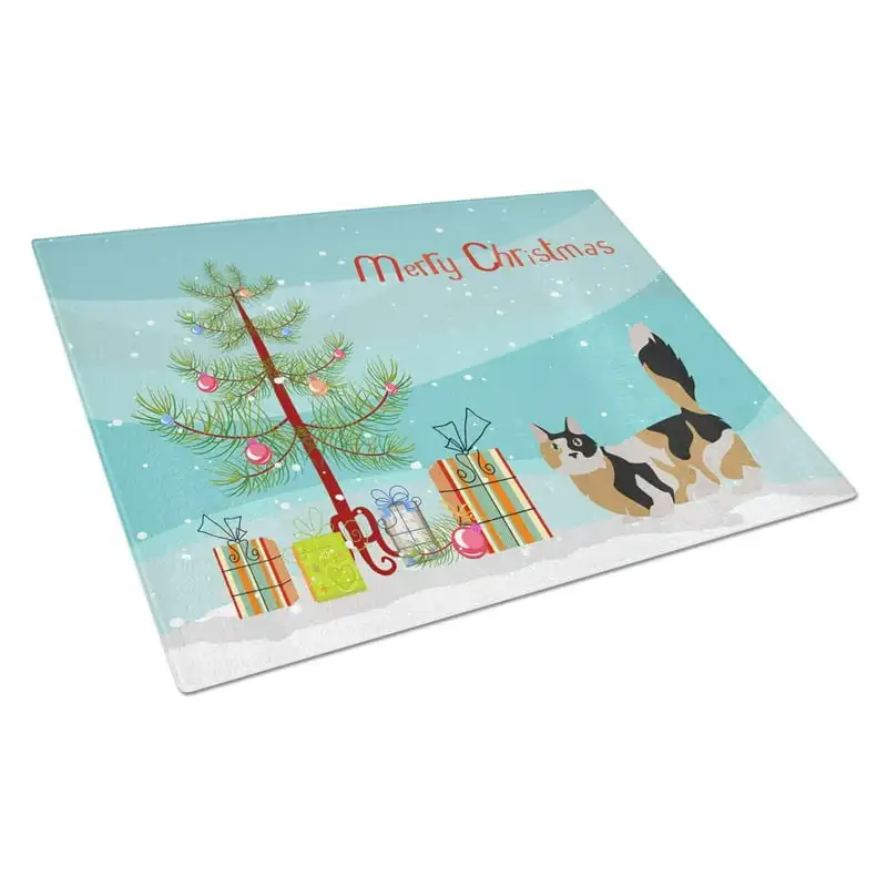 

Treasures CK4658LCB 3 Cat Merry Christmas Glass Cutting Board Large, 12H x 16W, multicolor