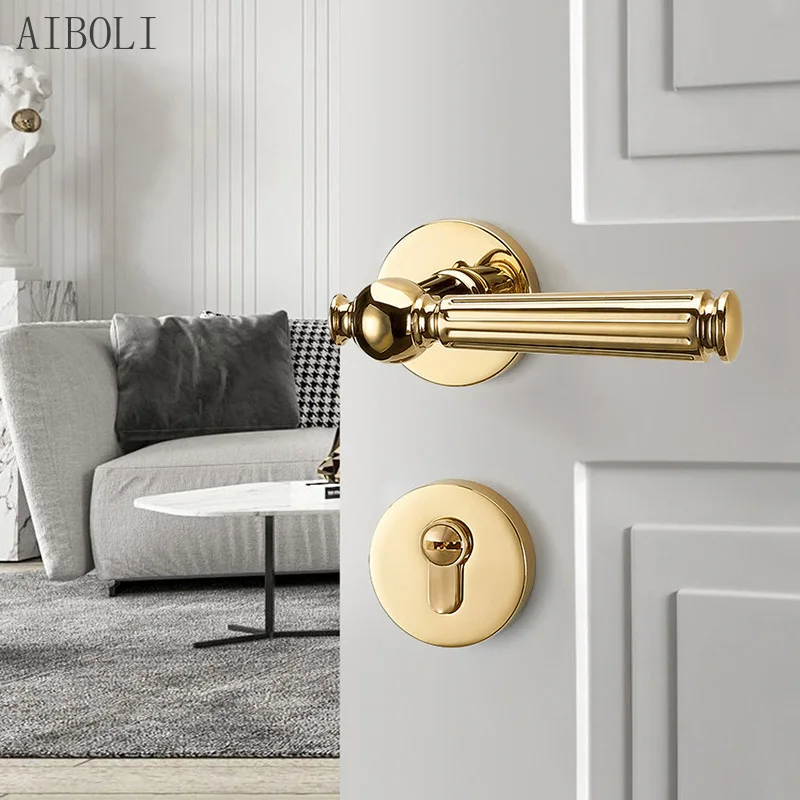 

European-style Door Locks, Indoor Bedroom Door Handles, American Magnetic Mute Locks, Golden Split Locks