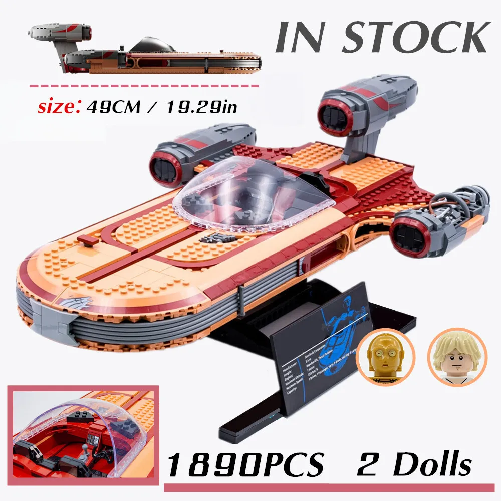 

Disney Stars Landspeeder Space Wars Luke Skywalker Spaceship Fighter Model Fit 75341 Building Blocks Bricks Toy Gift Kid Boy Set