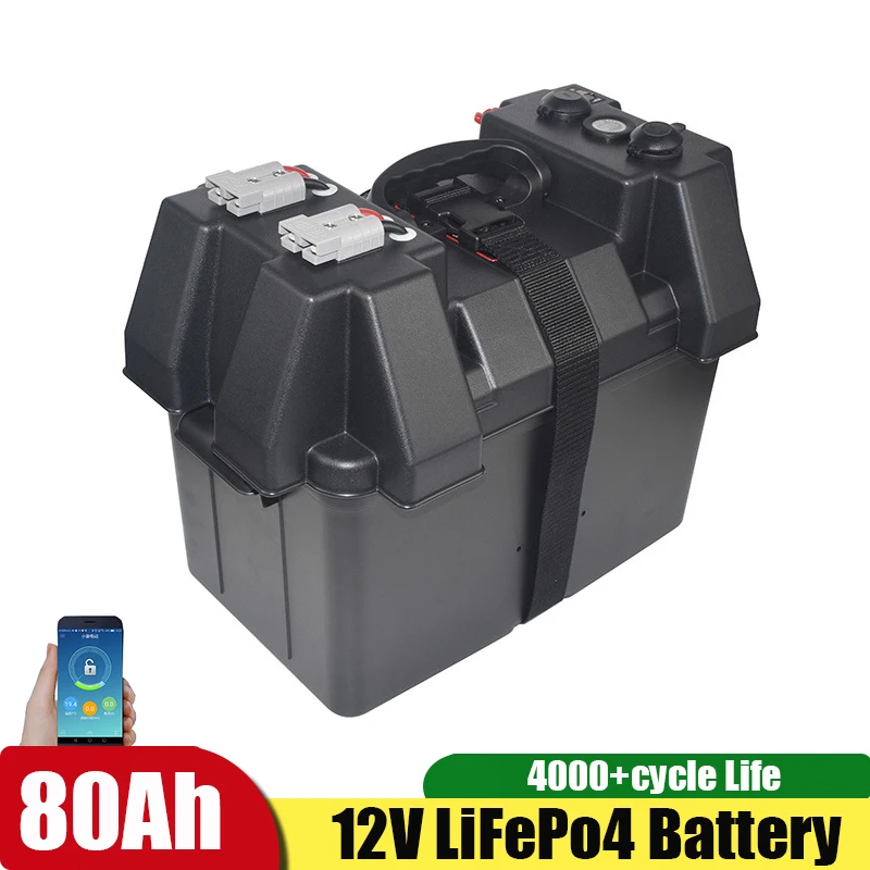 

Multifunctional Battery 12V 80Ah LiFePo4 Portable Outdoor Self-driving Travel Power Supply Vehicle Boat USB Vehicle Car Charger