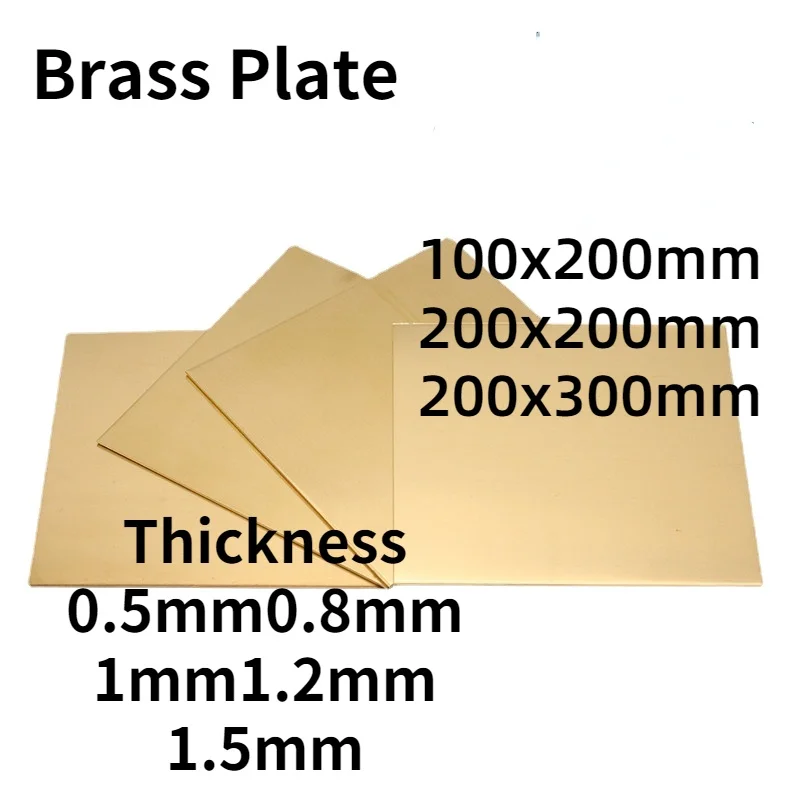 

H62 Brass Sheet Thickness 0.5/0.8/1/2x200x200mm Brass Plate Laser Cutting CNC Frame Model Mould DIY Contruction Brass Pad