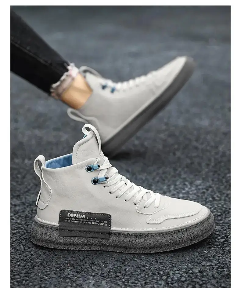 

Мужские кожаные туфли на мягкой подошве, повседневные Нескользящие, с высоким берцем, для улицы, работы и скейтборда, весна-осень