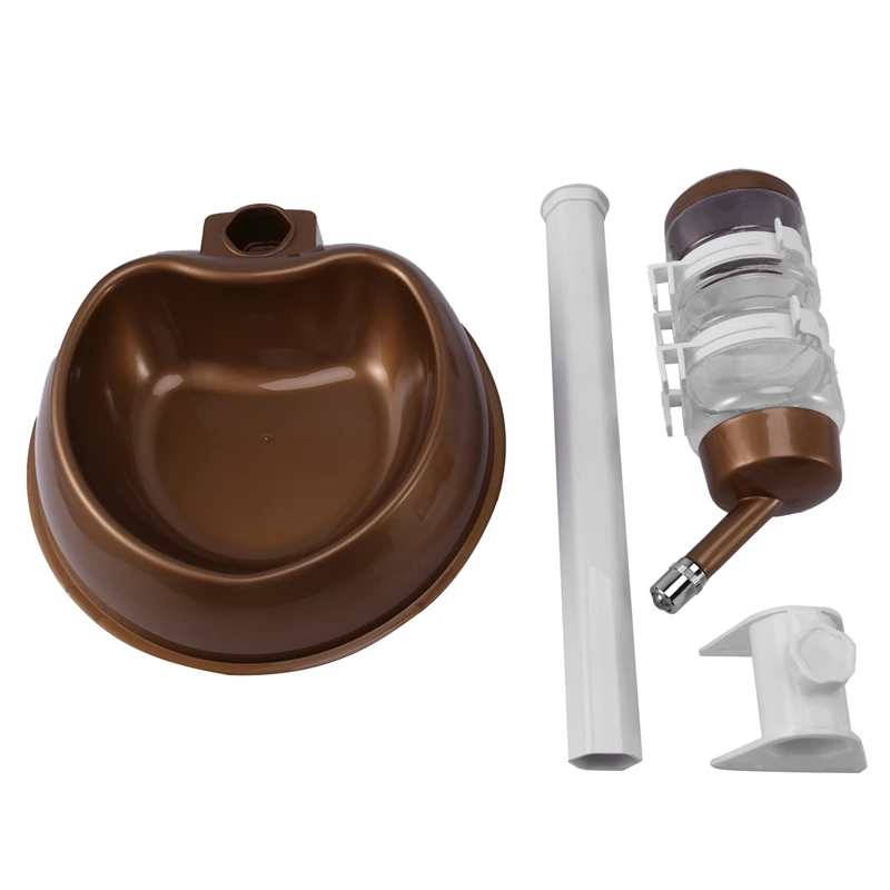 

2X Automatic Pet Drinker Dog Bowls Water Bottles Universal Dog Drinker Feeder Liftable Bowl Dispenser Bowl -Gold