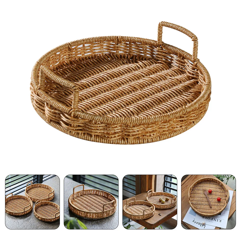 

Holder Fruit Round Basket Bread Serving Tray Round Serving Tray Large Round Serving Tray for Desk Kitchen Serving