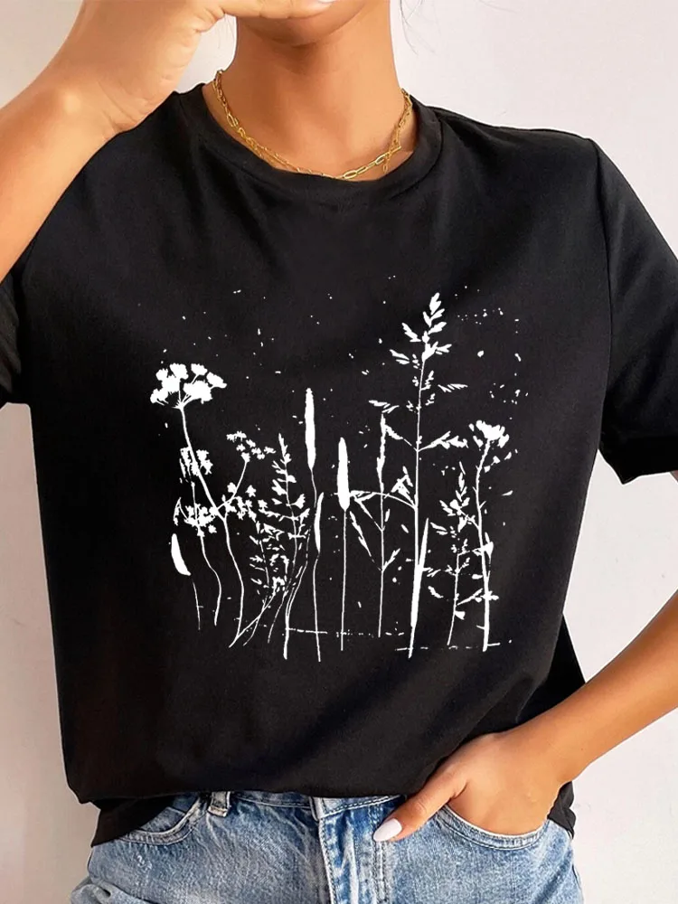 

Новая футболка с цветочным принтом, модная женская футболка, Топы, женская футболка с коротким рукавом и круглым вырезом, летние женские топы, одежда