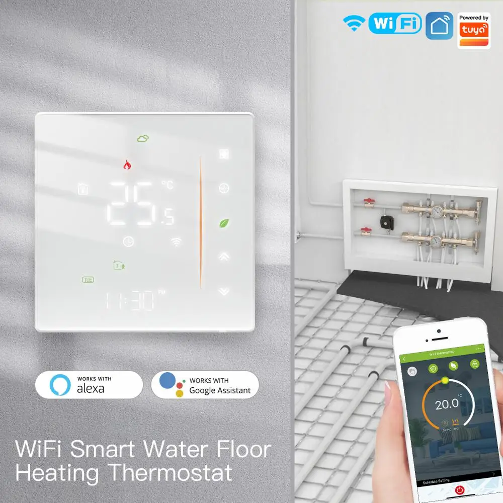 

Tuya WiFi Smart Water/Electric Floor Heating Thermostat Water Gas Boiler Temperature Smart Life Control Via Alexa Google Home
