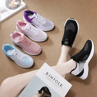 2022 new breathable shoes for women sneakers stretch fabric tenis feminino lace up casual lady shoes platform sneakers woman