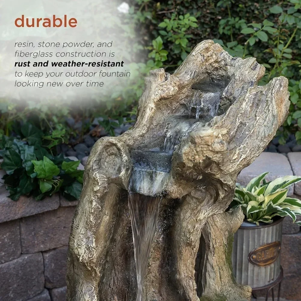 Уличный многоярусный фонтан с бревенчатым водопадом тропический водопад 41 дюйм