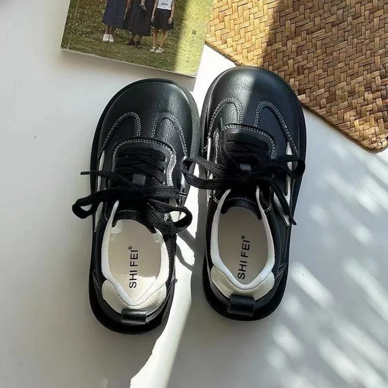 Высококачественные женские кожаные оксфорды на платформе толстые туфли Tottom