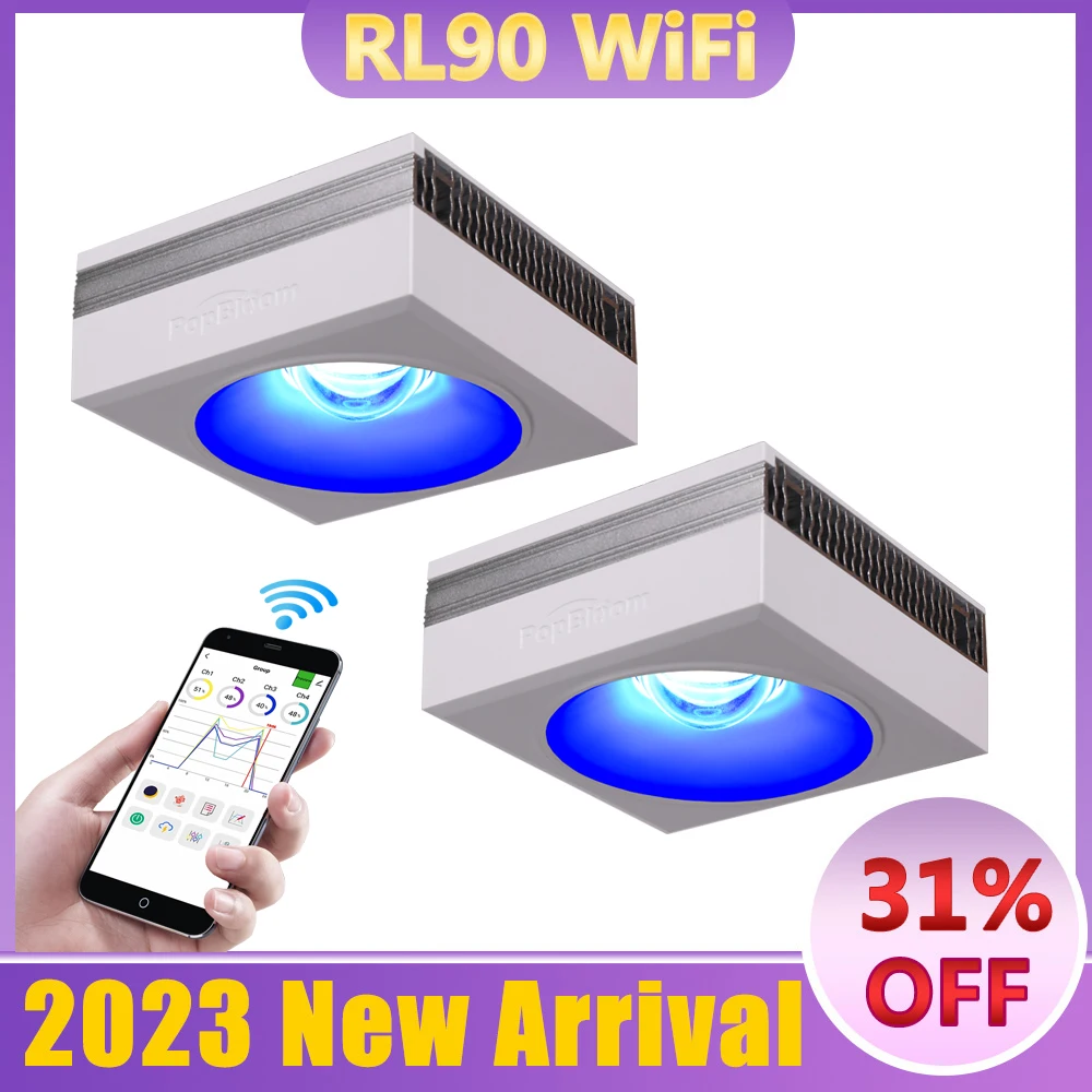 

2PCS PopBloom WiFi Led Aquarium Lamp, Marine Aquarium Light for 80cm-120cm Reef Coral SPS/LPS Fish Tank, Smart APP Control