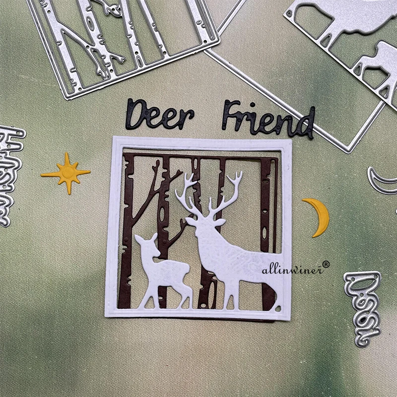 

New Letters deer forest frame DIY Craft Metal Cutting Die Scrapbook Embossed Paper Card Album Craft Template Stencil Dies