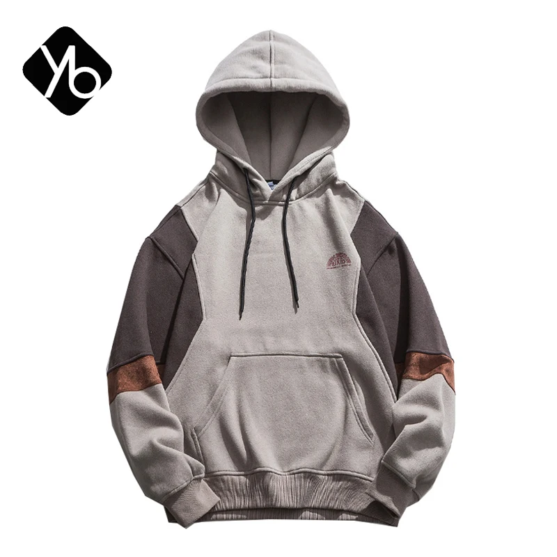 

Autumn Winter Korean Fashion High Quality Fleece Patchwork Hoodie Men Clothing Harajuku Japanese Streetwear Hip Hop Sweatshirt