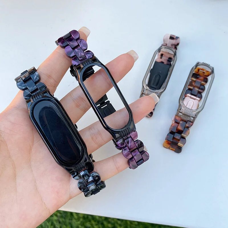 Strap For Xiaomi Mi Band 7 6 5 4 Wristband Fashion INS Amber Resin Bracelet For Miband 3 4 5 Watchband Replacement Correa Strap