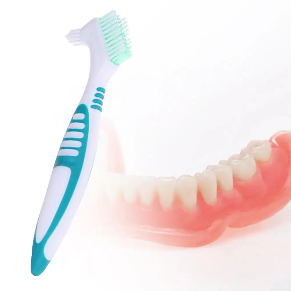 

Versatile Plastic Denture Brush High Elasticity Ergonomics Handle Double Head Soft Bristles Cleaning Denture Toothbrush