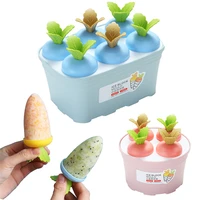 6 grid creative ice cream mold cartoon potted popsicle mold with stick kids homemade popsicle maker diy pudding ice mould