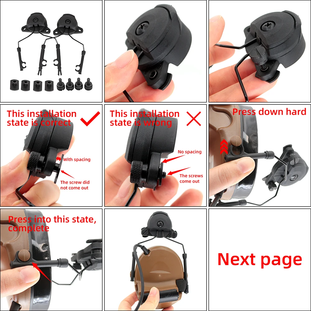 TAC-SKY Compatible COMTAC I II III Tactical Headset Helmet Mounting Adapter  Wendy Series Helmet Rail Adapter COMTAC Bracke