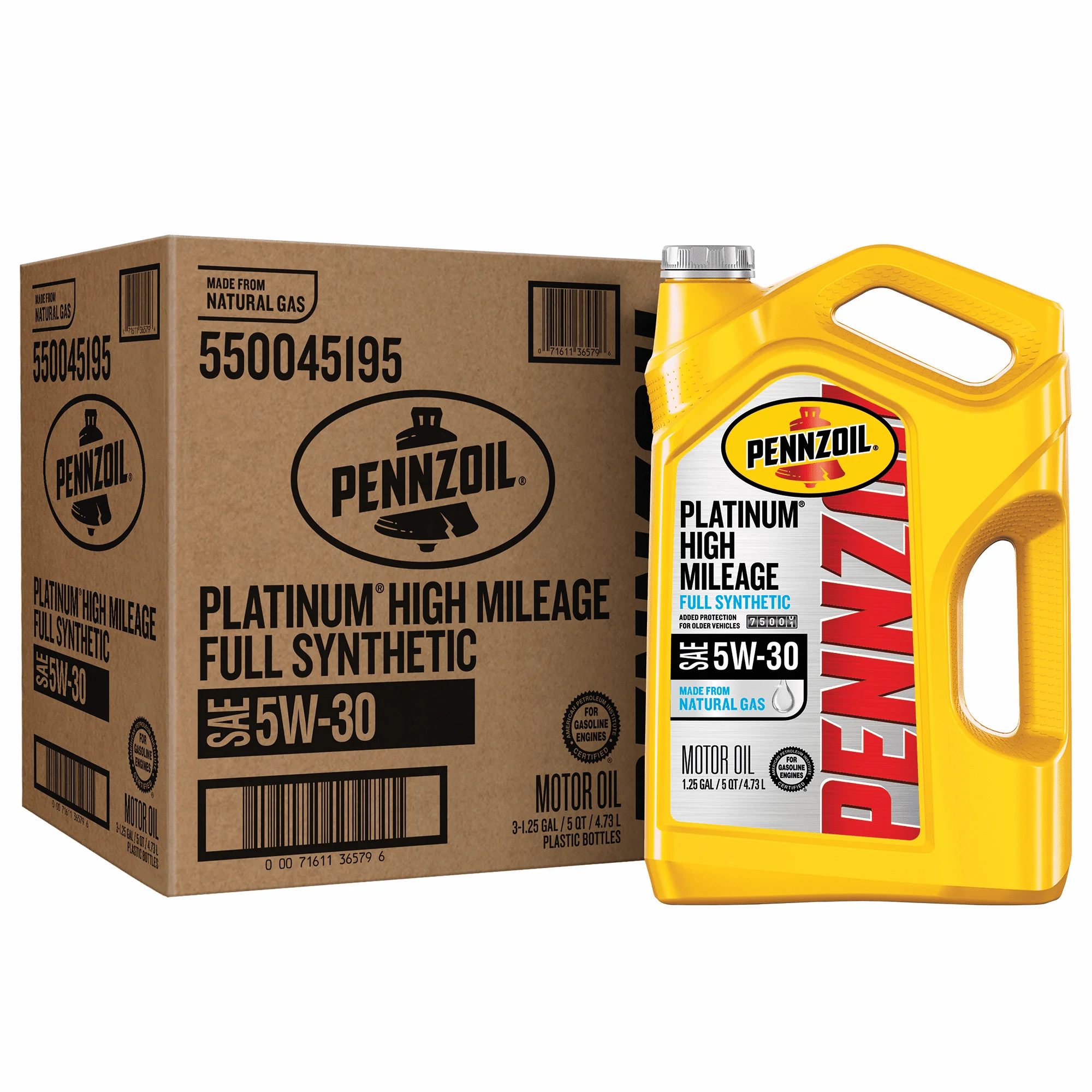 

Platinum High Mileage Full Synthetic 5W-30 Motor Oil, 5 Quart (3 Pack)