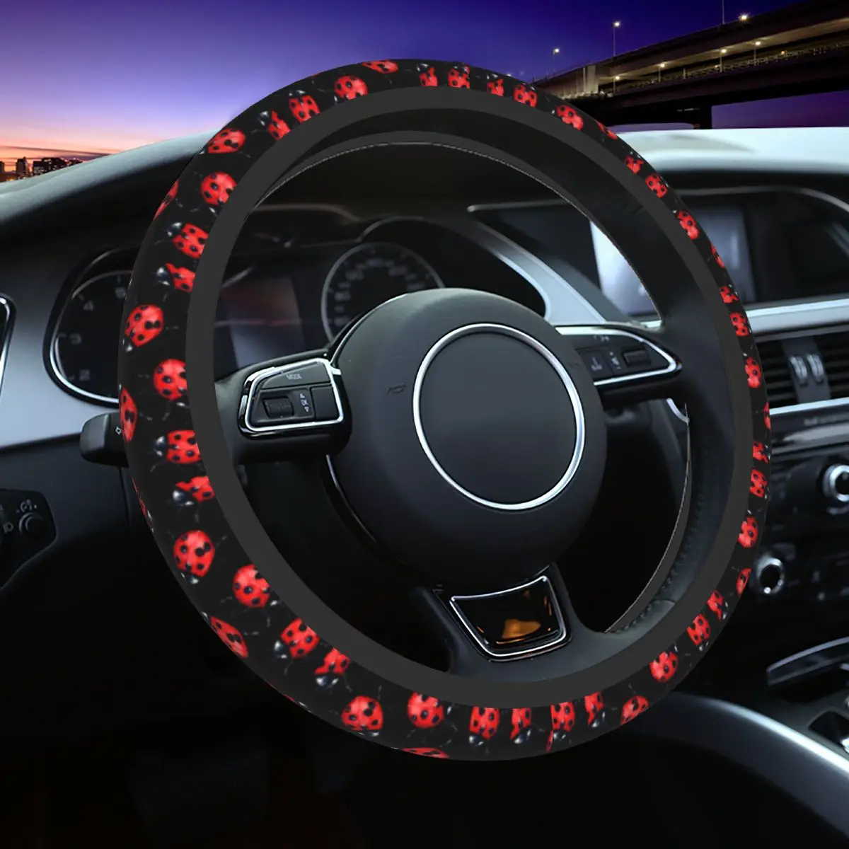 

38cm Steering Wheel Covers Ladybug Ladybird Insect Lover Universal Auto Decoration Suitable Auto Accessories