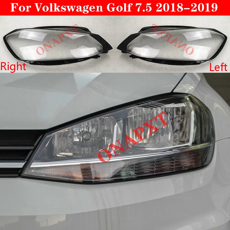 Car Front Headlight Cover For Volkswagen VW Golf 7.5 2018-2019 Headlamps Transparent Lampshade Shell Lamp Caps