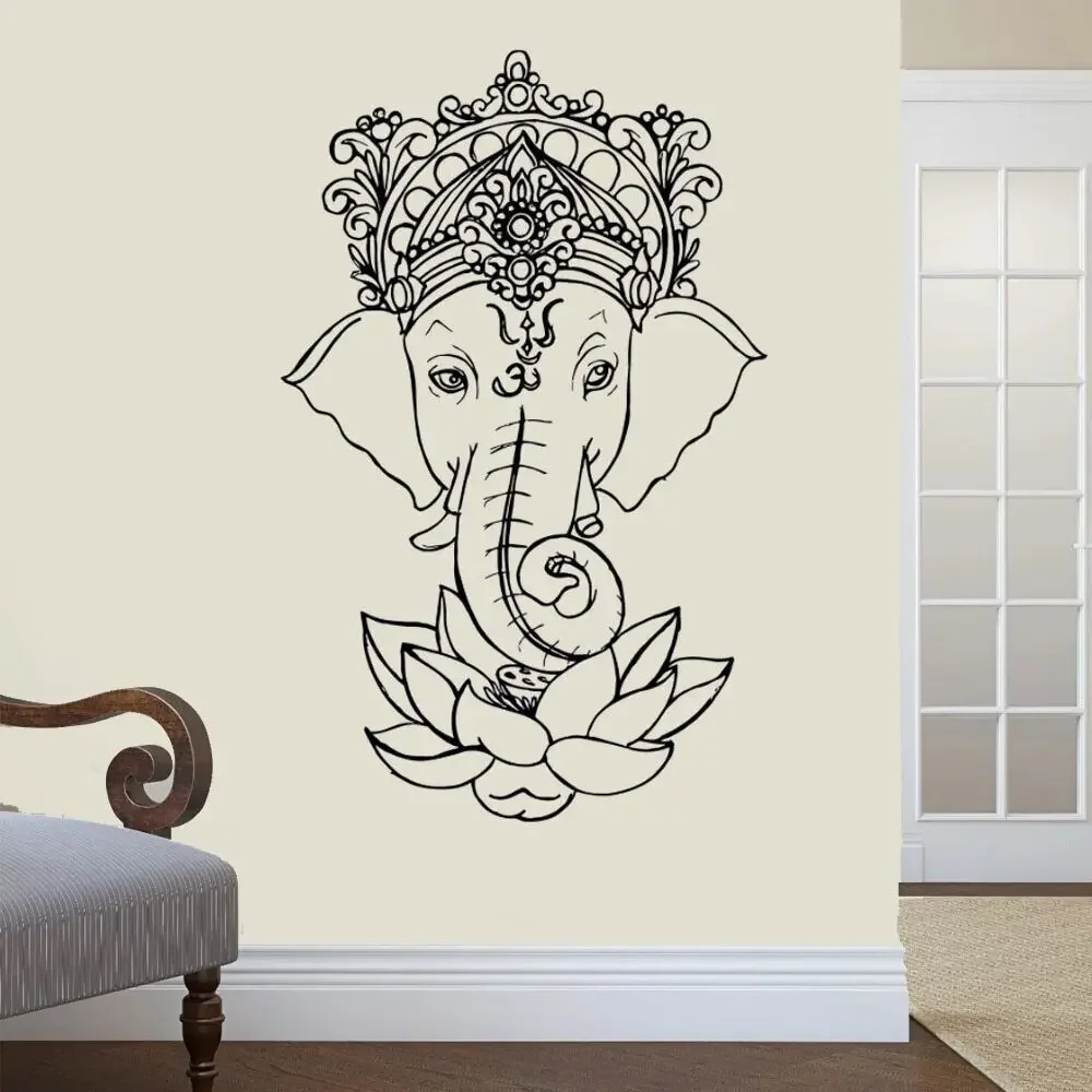 Слон Ганеша Будда Мандала Лотос цветок настенные наклейки виниловые домашний