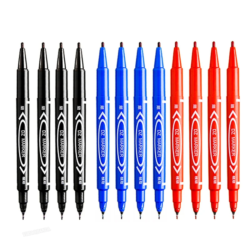 

Маркеры для рисования, двойные, черные, красные, синие, 0,5 мм, 12 шт.