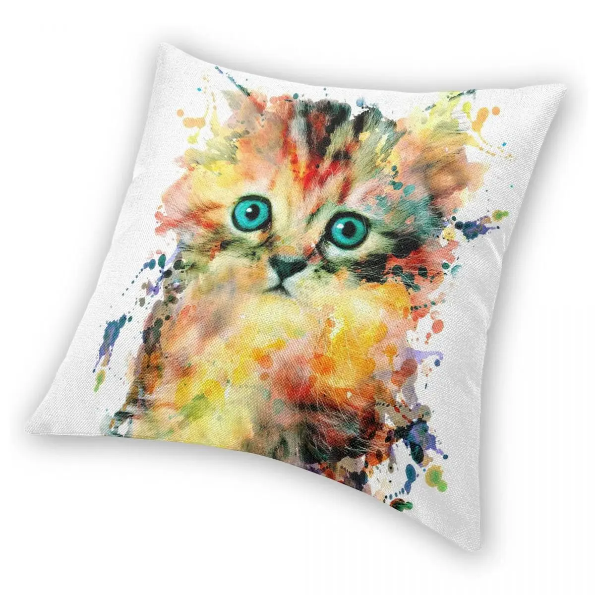 Квадратный чехол с изображением котят из полиэстера и льна |