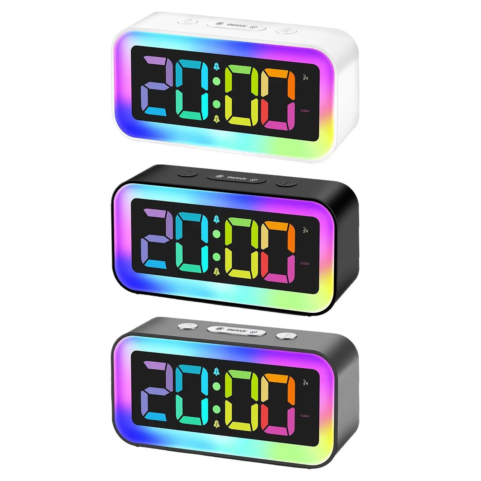 S With Rgb Night Light Dual Alarms Snooze Function Usb Charg