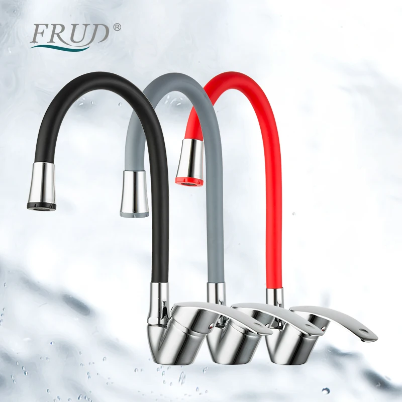 Кухонный Смеситель FRUD с цветным шлангом, настенный смеситель для кухни, Поворот на 360 градусов, смеситель для раковины - избранное