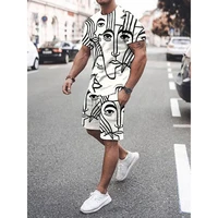 summer fashion mens 2 piece tracksuit casual t shirt shorts set striped streetwear outfit camisetas ropa hombre ch%c3%a1ndales