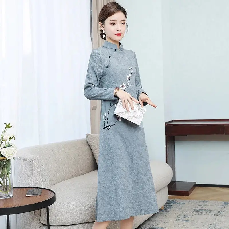 Женское платье-Ципао в этническом стиле элегантное улучшенное платье большого