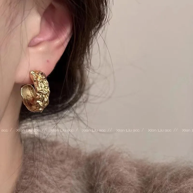 Винтажные серьги неправильной формы C-образной для женщин простые серьги-кольца