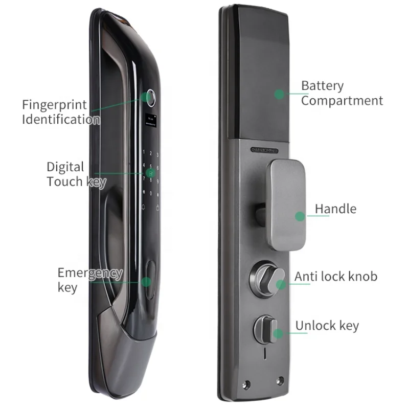 

Keyless Security Digital Biometric Fingerprint Password Access Front Door Lock Smart Wifi Tuya APP Remote Gate Lock