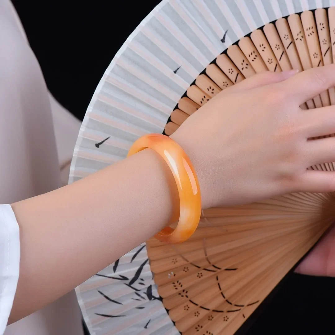 Лидер продаж оптовая продажа золотой нефритовый браслет оранжевый женский