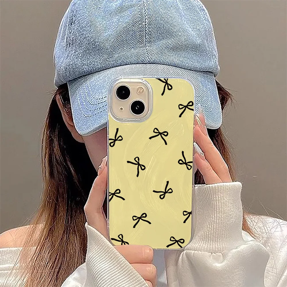 Цветной чехол для телефона с бантом и лазерным перьевым принтом iPhone 7 8 XS MAX XR X 11 12 13