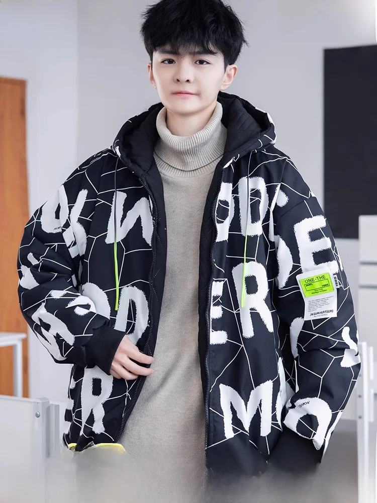 Пуховик с хлопковой подкладкой мужская зимняя одежда для подростков новинка 2024