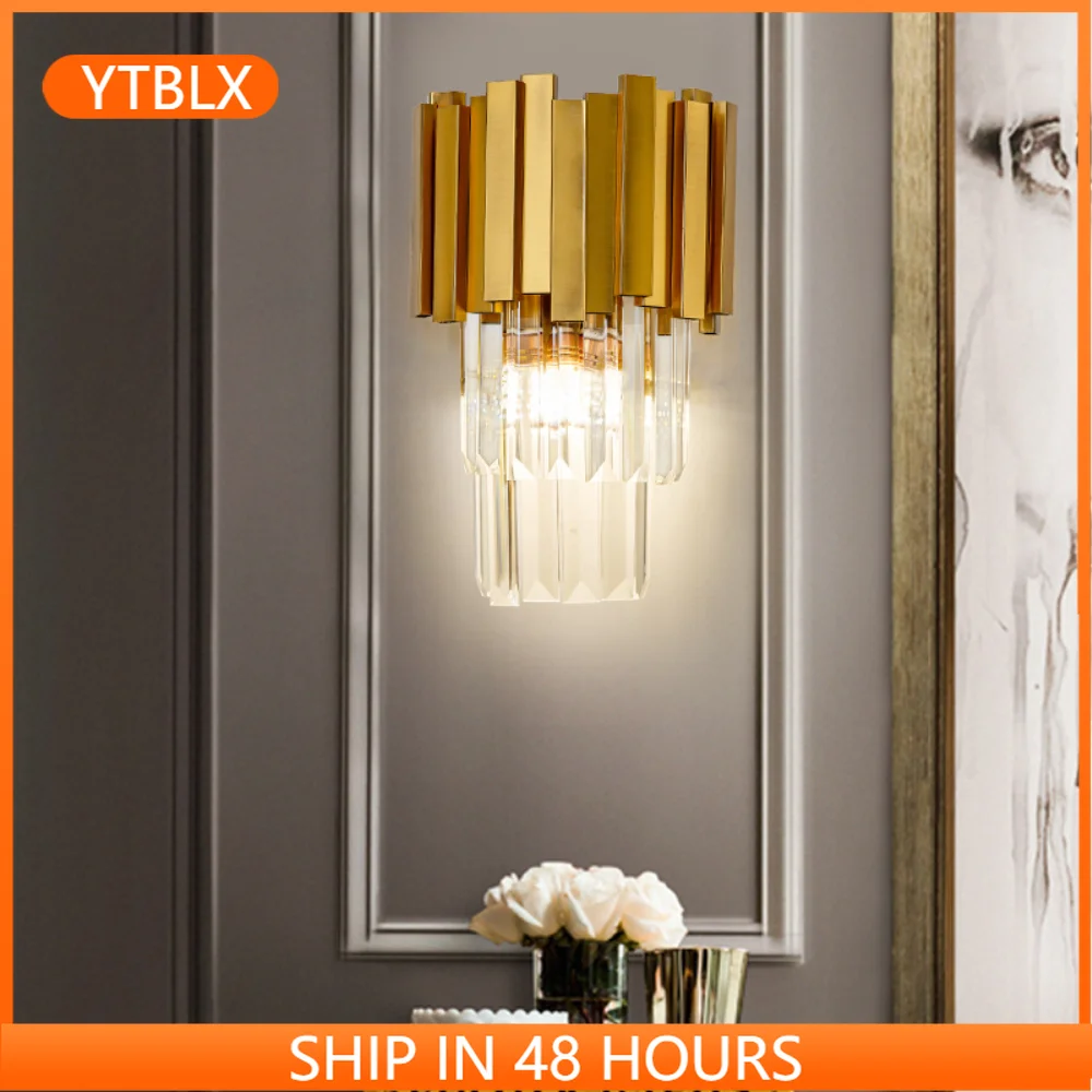 

Postmodern LED Crystal wall lights living room sconces Nordic lighting stairs illumination bedroom deco fixtures aisle wall lamp