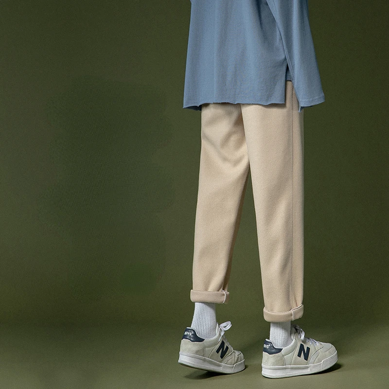 

2022 Autumn and Winter Woolen Business Dress Pants Men Elastic Streetwear Casual Trousers Formal Social Suit Pants Homme G86