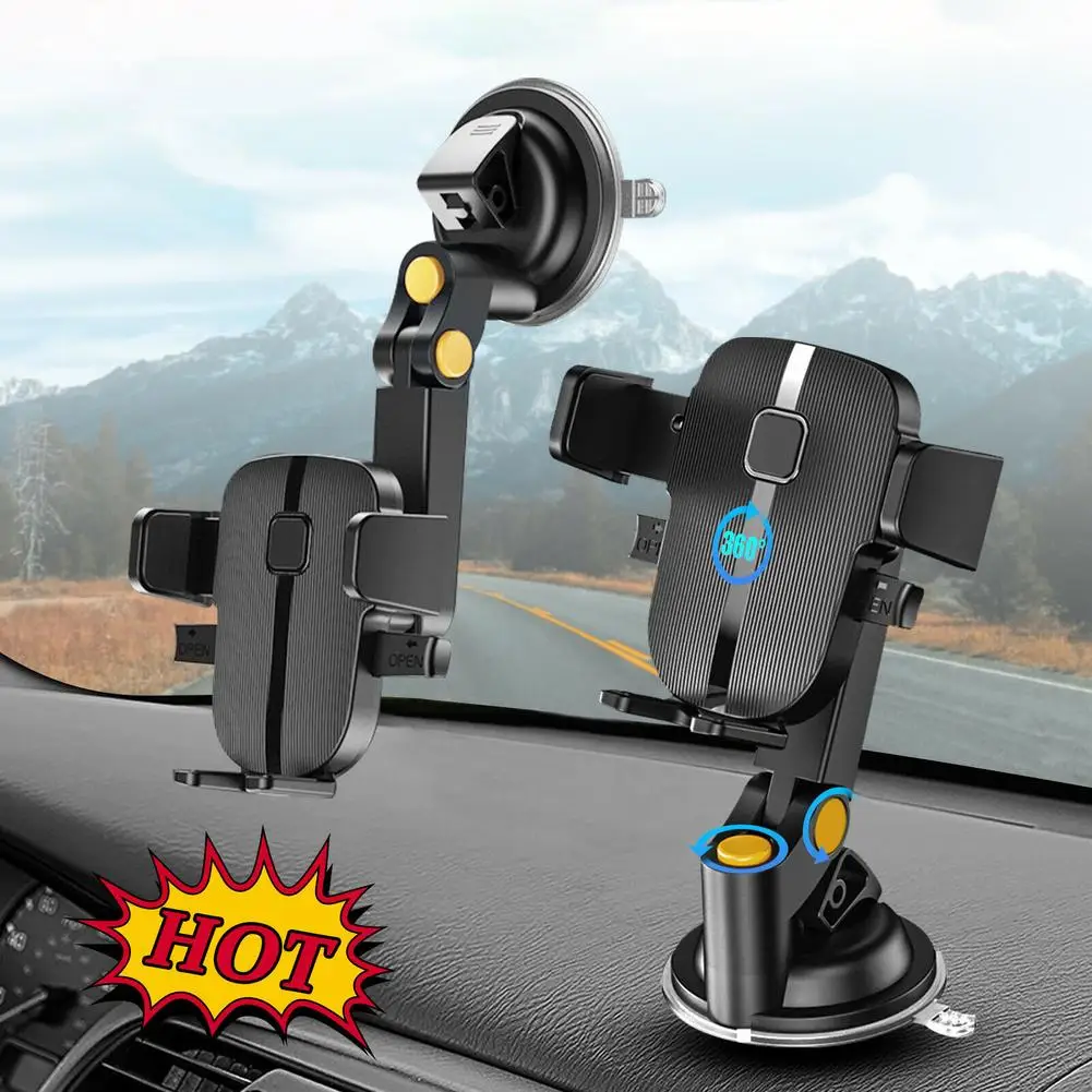 

360 Degrees Rotating Car Mount Holder Stand Windshield Dashboard Suction Cup Phone Gps Folding Bracket