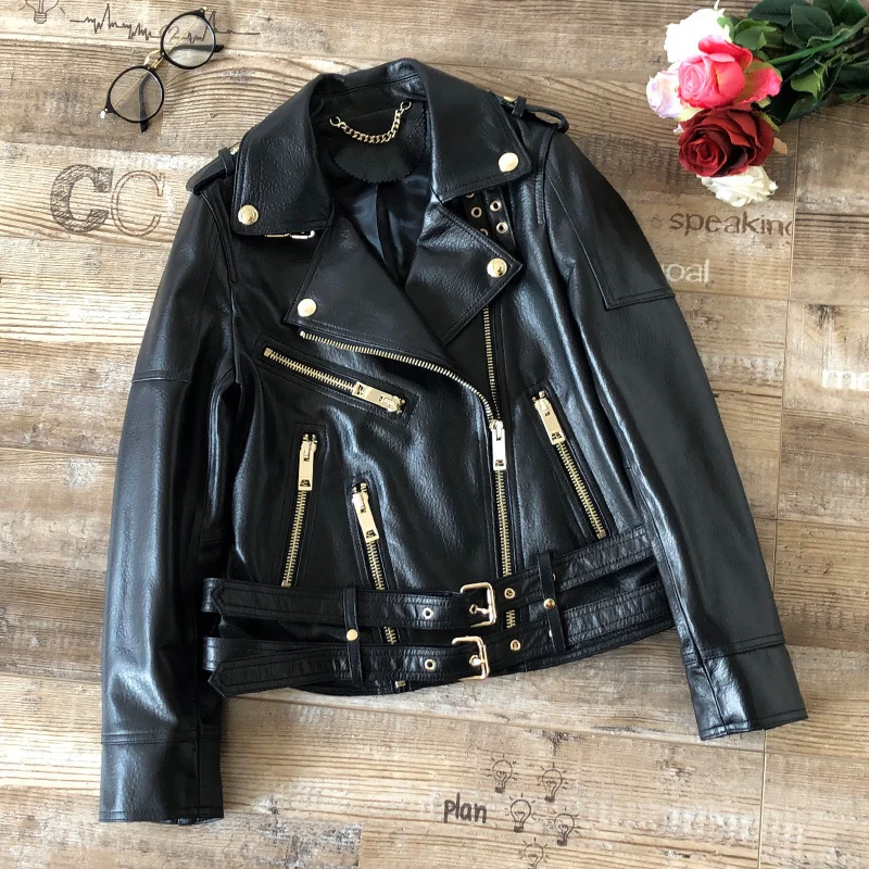 

2023Leather jacket,Genuine Leather Jacket Women 100% Sheepskin Coat Female Motorcycle Coats and Jackets Spring Autumn Femme Vest