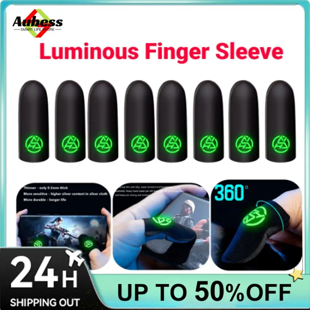 

For Pubg Finger Sleeve Luminous For Mobile Gaming Fingertips Cover 1pair Finger Gloves Touch Screen Thumb Sleeve Glove Sensitive
