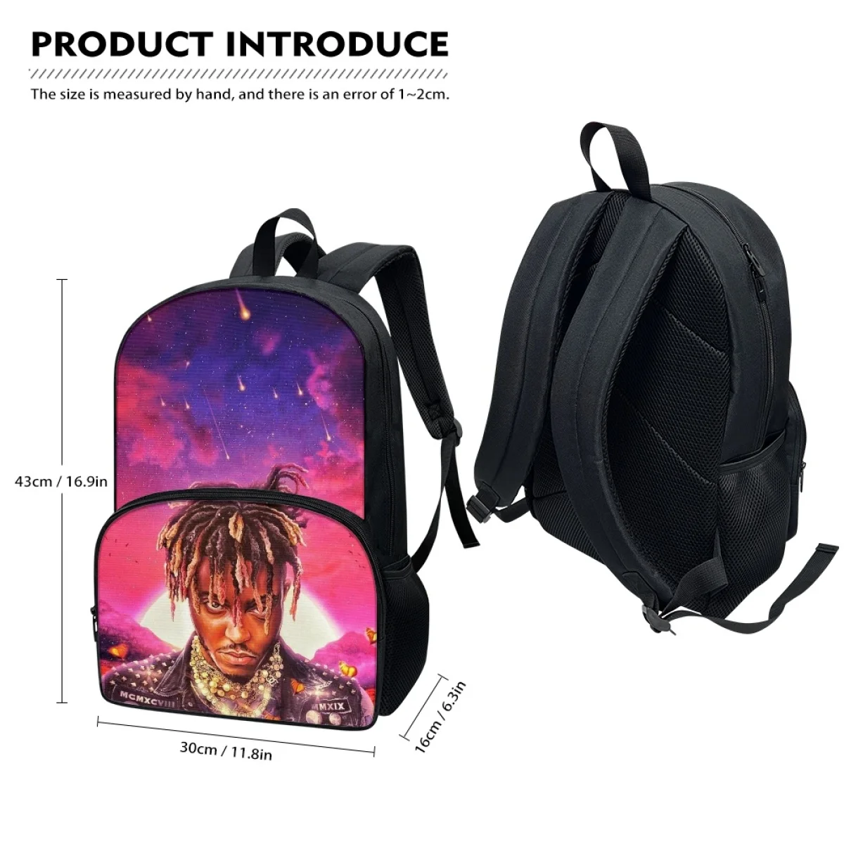 FORUDESIGNS Ju-ice Rapper Singer Print Student Backpack For Boys Girls 3D School Supplies Adults Women Bags Men Laptop Rucksack