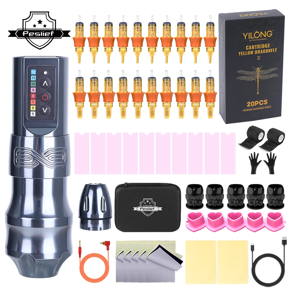 Профессиональный Набор машинок для тату FK набор тату-ручек с 20 шт. игл