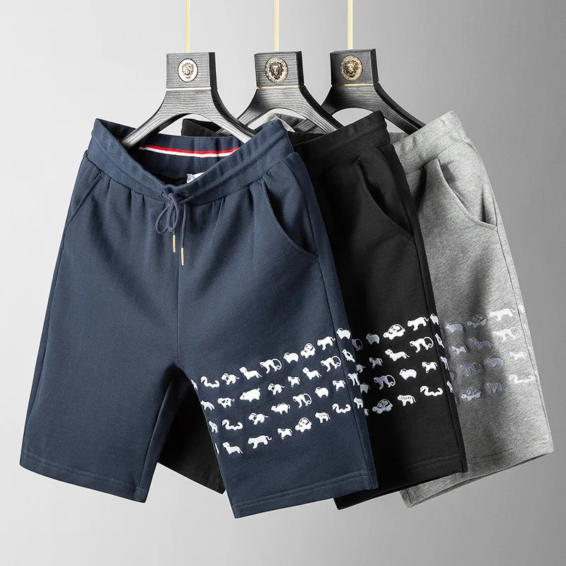 

FOG Thom casual shorts embroidery four-bar striped tide men's summer trend dstring cotton brand sports couple mid pants