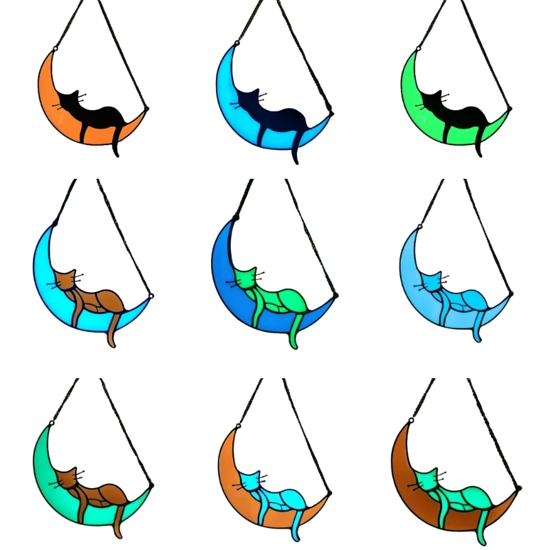 

C63B Luminous Glass Sleep in Moon Pendant Crafts Supplies for Home Festival