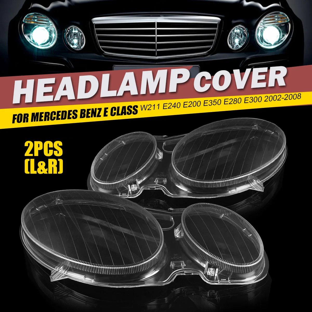 

2 шт., прозрачные линзы для передних фар Mercedes Benz W211 E Class 2002-2008